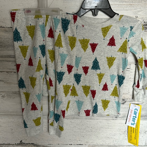 Carter’s Christmas Trees Baby Pajamas Size 12 Months NEW - Picture 2 of 7